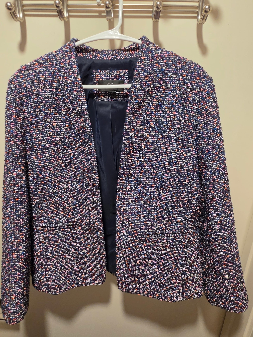 J.Crew Going Out Blazer in Pink Confetti Tweed Pink Confetti Tweed Blue & Pink